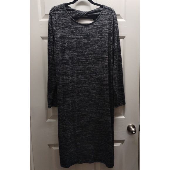 GAP Women's Size XL Black Gray Softspun Long Sleeve Twist Open Back Midi Dress - Picture 1 of 5